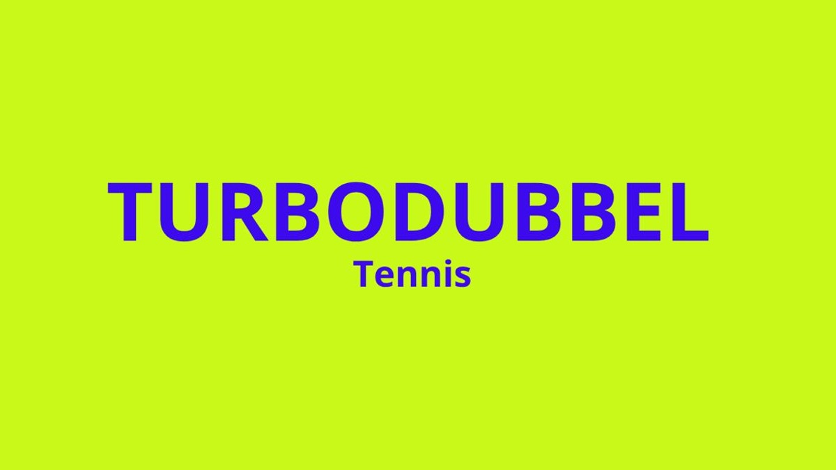 Turbodubbel tennis flyer met de titel Turbodubbel